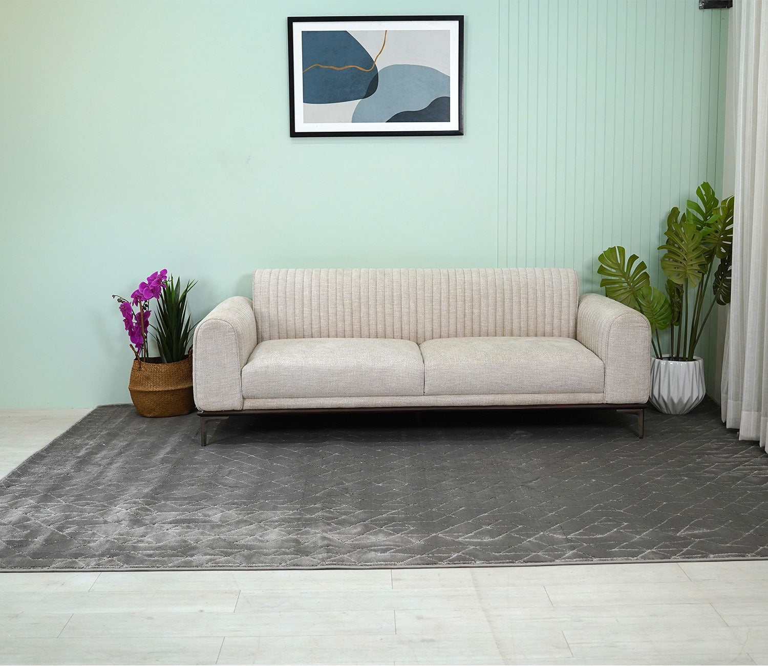 Azalia Grey Geometrical Carpet (11 x 7.8 Feet)