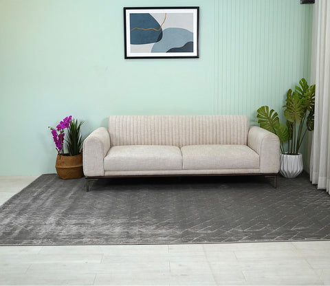 Azalia Grey Geometrical Carpet (11 x 7.8 Feet)