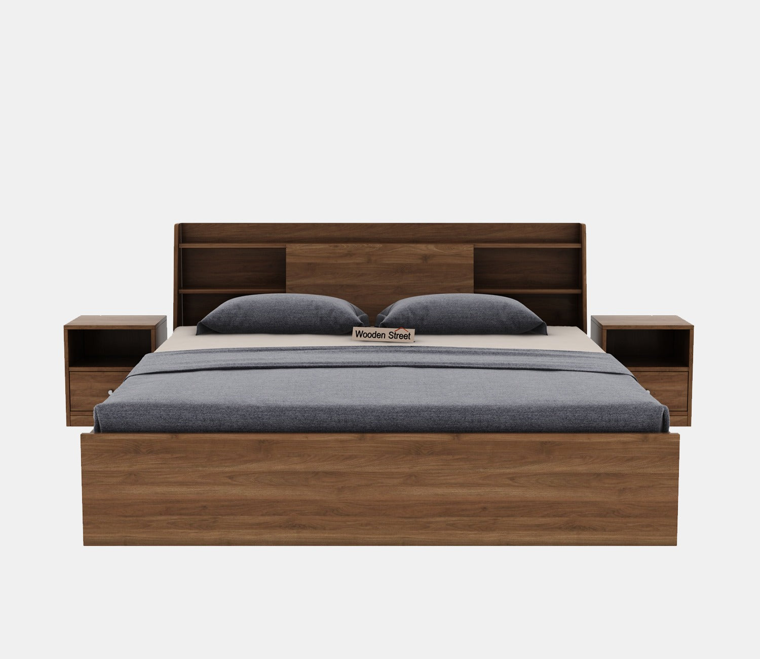 Celestia Engineered Wood Bed with Box Storage (King Size, Columbian Walnut Finish)