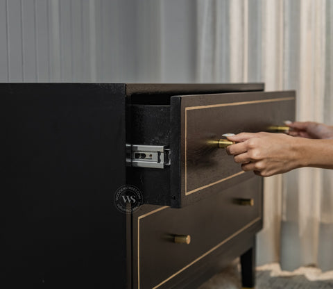 Royce Mango Wood 2 Chest of Drawers (Black Finish)
