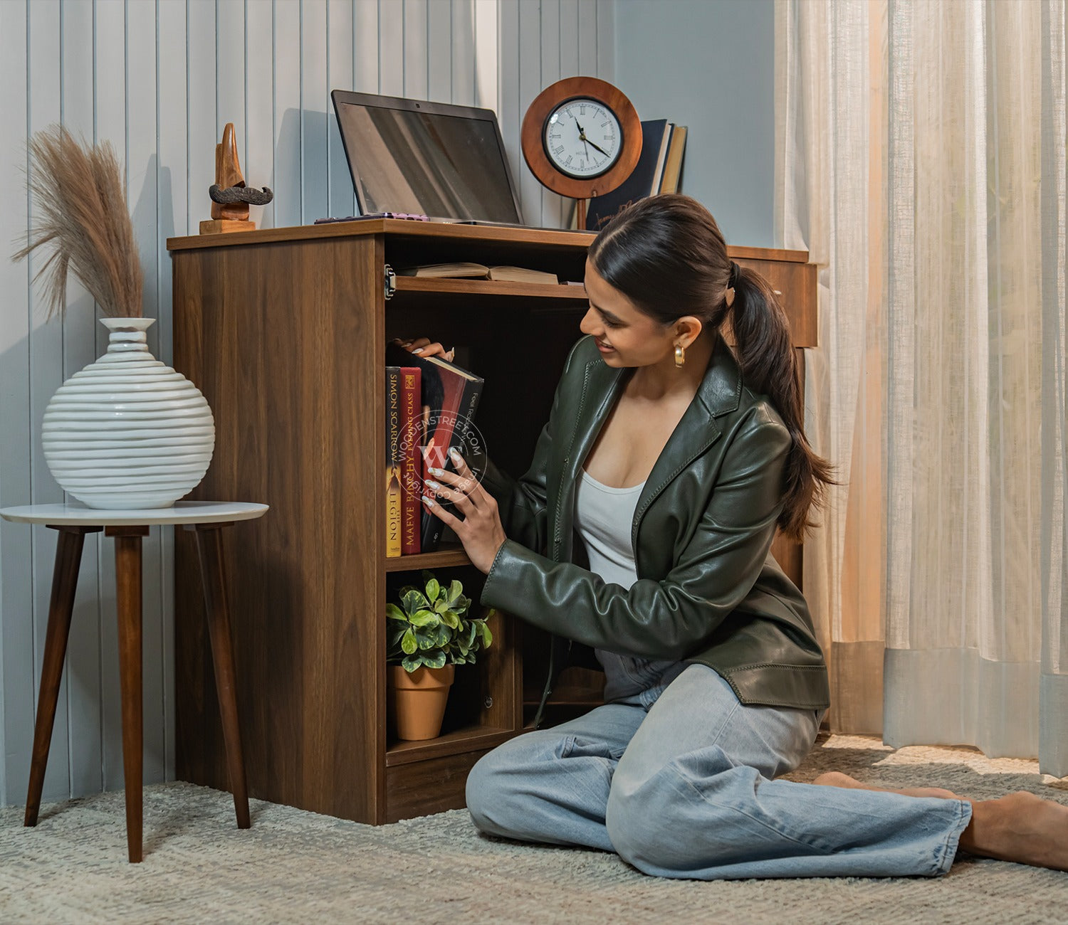 Scholar Engineered Wood Study Table With Sectioned and Sliding Storage (Columbian Walnut Finish)