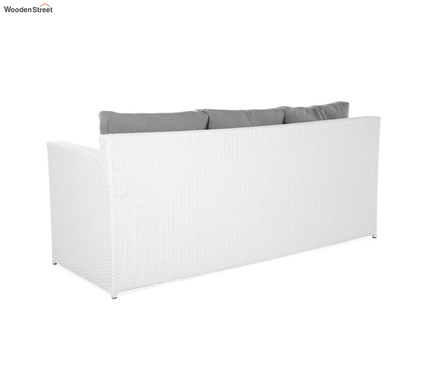 White 6 Seater Outdoor Furniture Set With Grey Cushions
