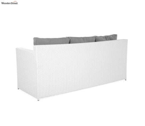 White 6 Seater Outdoor Furniture Set With Grey Cushions