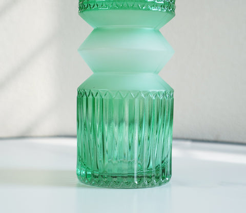 Floral Pottery Glass Vase (Green)
