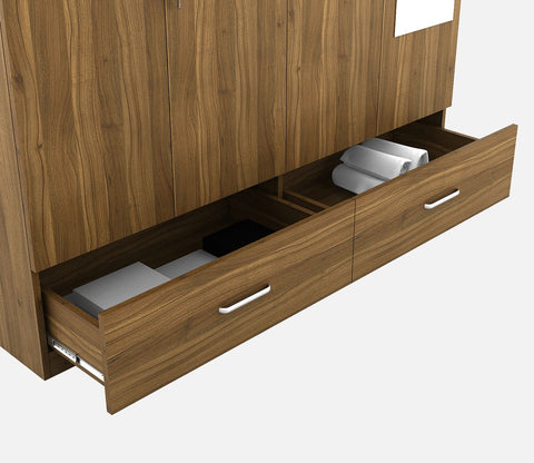 Kosmo Linden 4 Door Wardrobe with Mirror (Exotic Teak Finish)