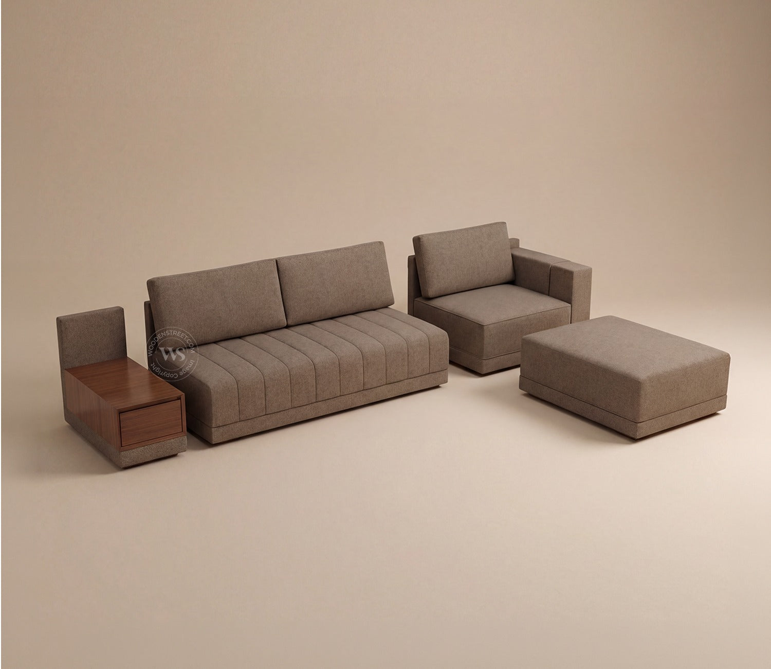 Oasis L-Shape Right Aligned Sectional Sofa (Sand Brown)