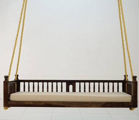 Alanis Wooden Swing Chair (Walnut Finish)