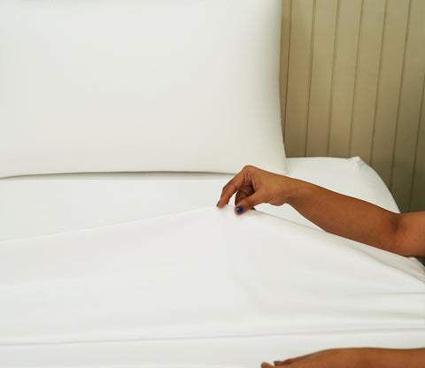 Vegan Bamboo Silk Bedsheet 300 TC Naturally Anti-Bacterial Fitted Queen Bedsheet with 2 Pillow Cover (White)