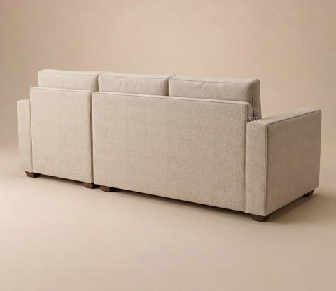 Albus L-Shape 4 Seater Sofa (Cotton, Jade Ivory)