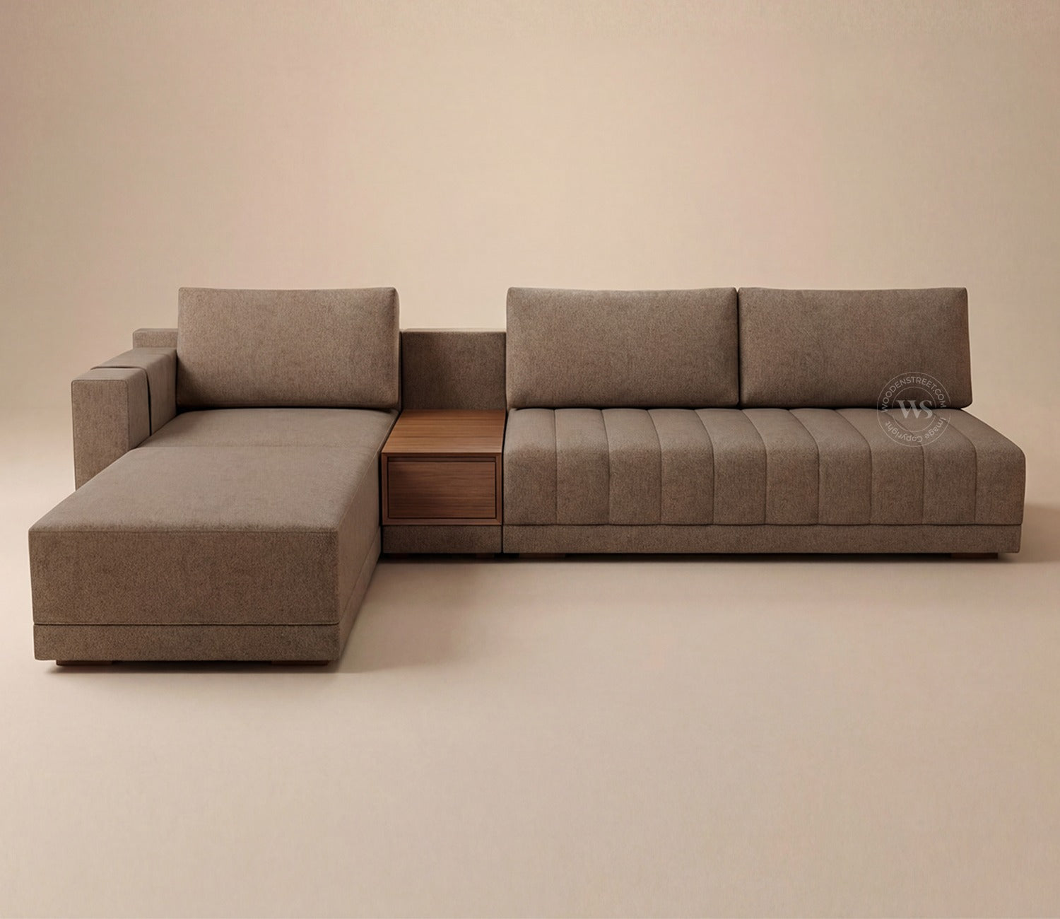 Oasis L-Shape Left Aligned Sectional Sofa (Sand Brown)