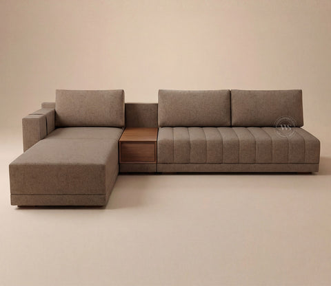 Oasis L-Shape Left Aligned Sectional Sofa (Sand Brown)