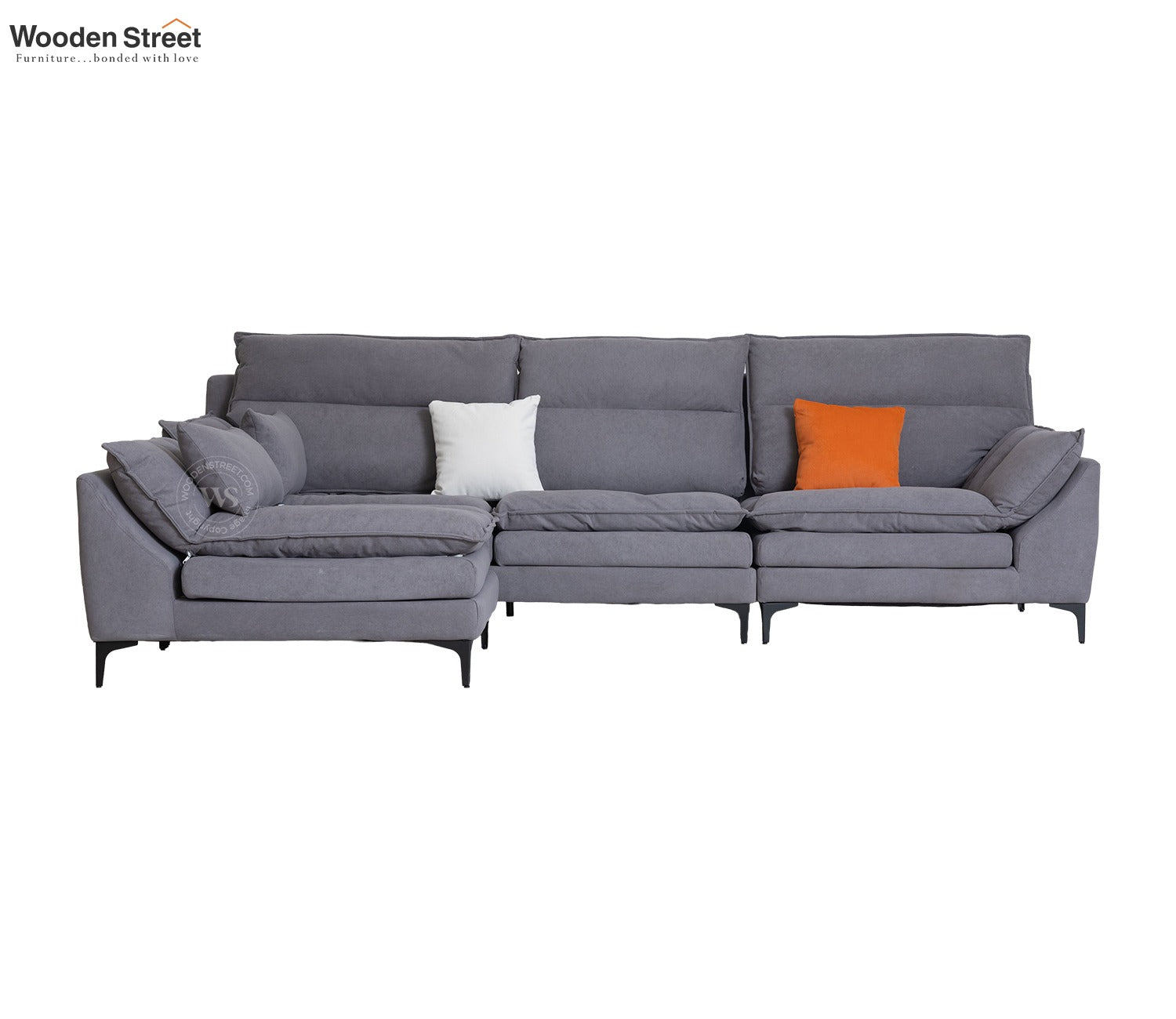 Arnett Premium L shape Fabric Sofa (Grey)