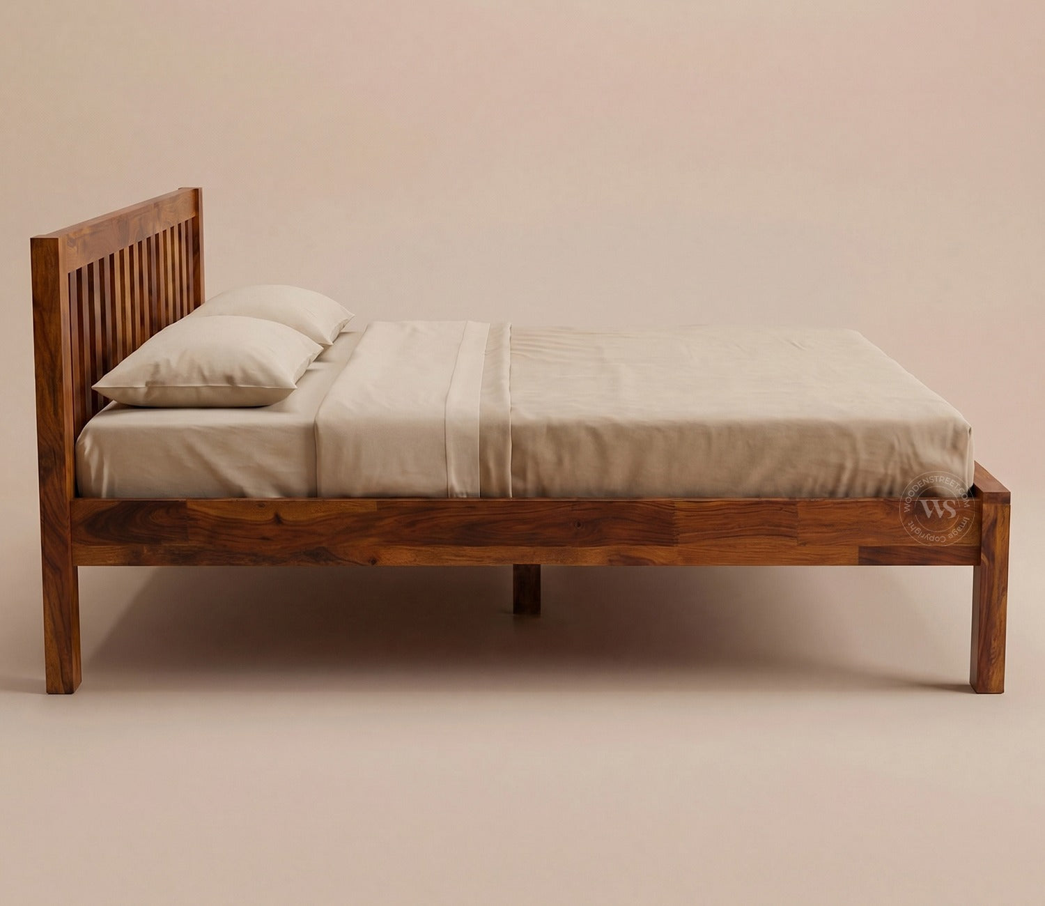 Venice Wooden King Size Bed Without Storage (Honey Finish)