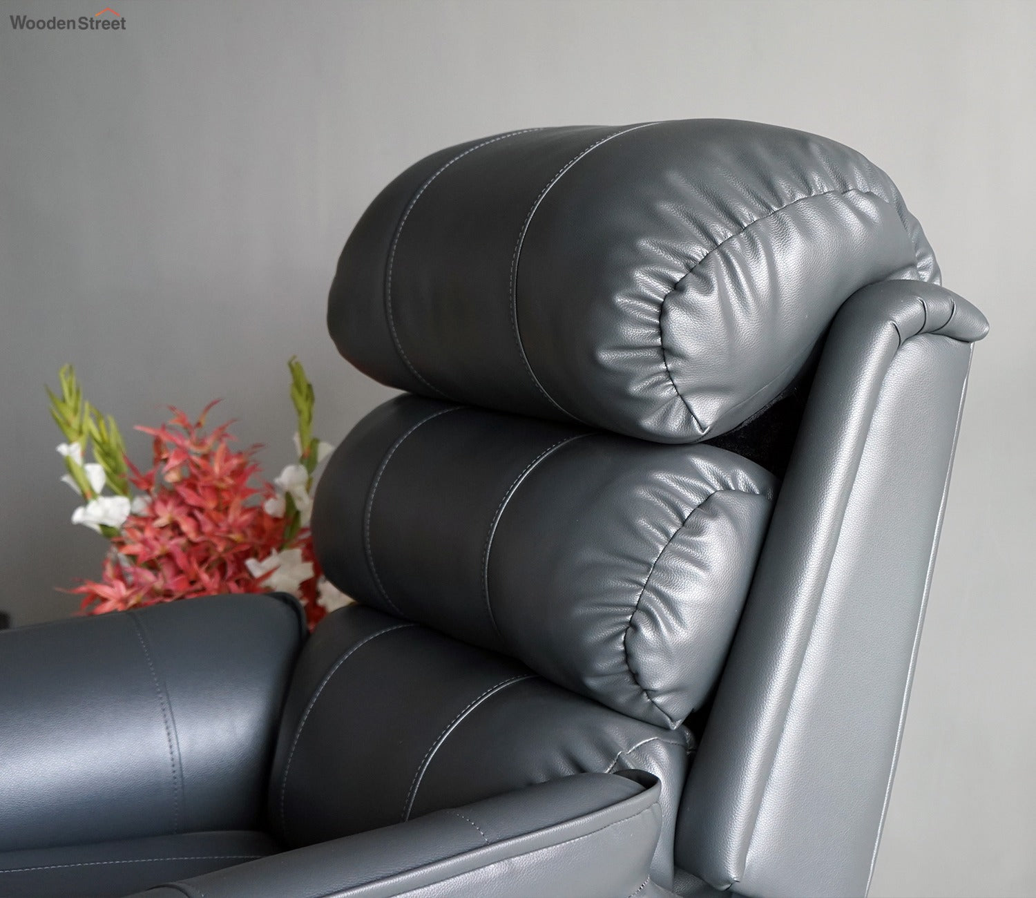 Valencia Leatherette 1 Seater Manual Recliner Sofa (Limed Spruce Blue)