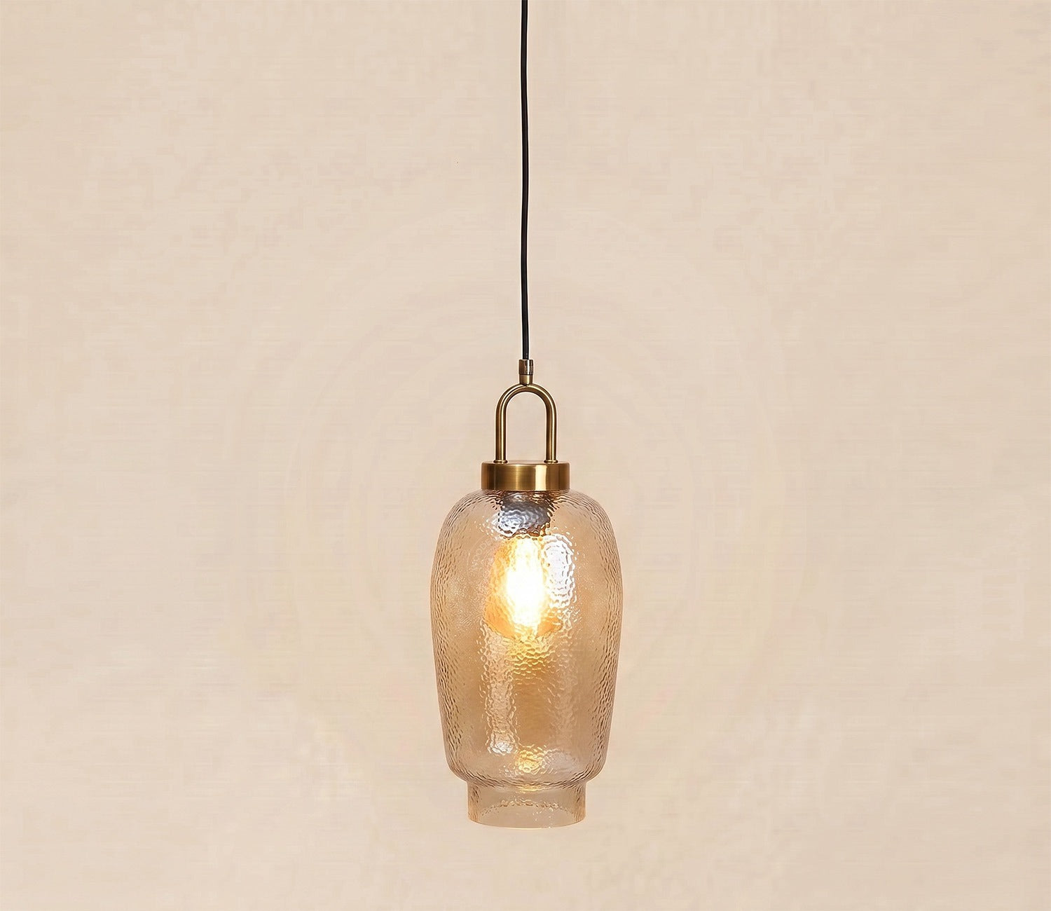 Elision Textured Glass and Metal Hanging Light (Gold, L)