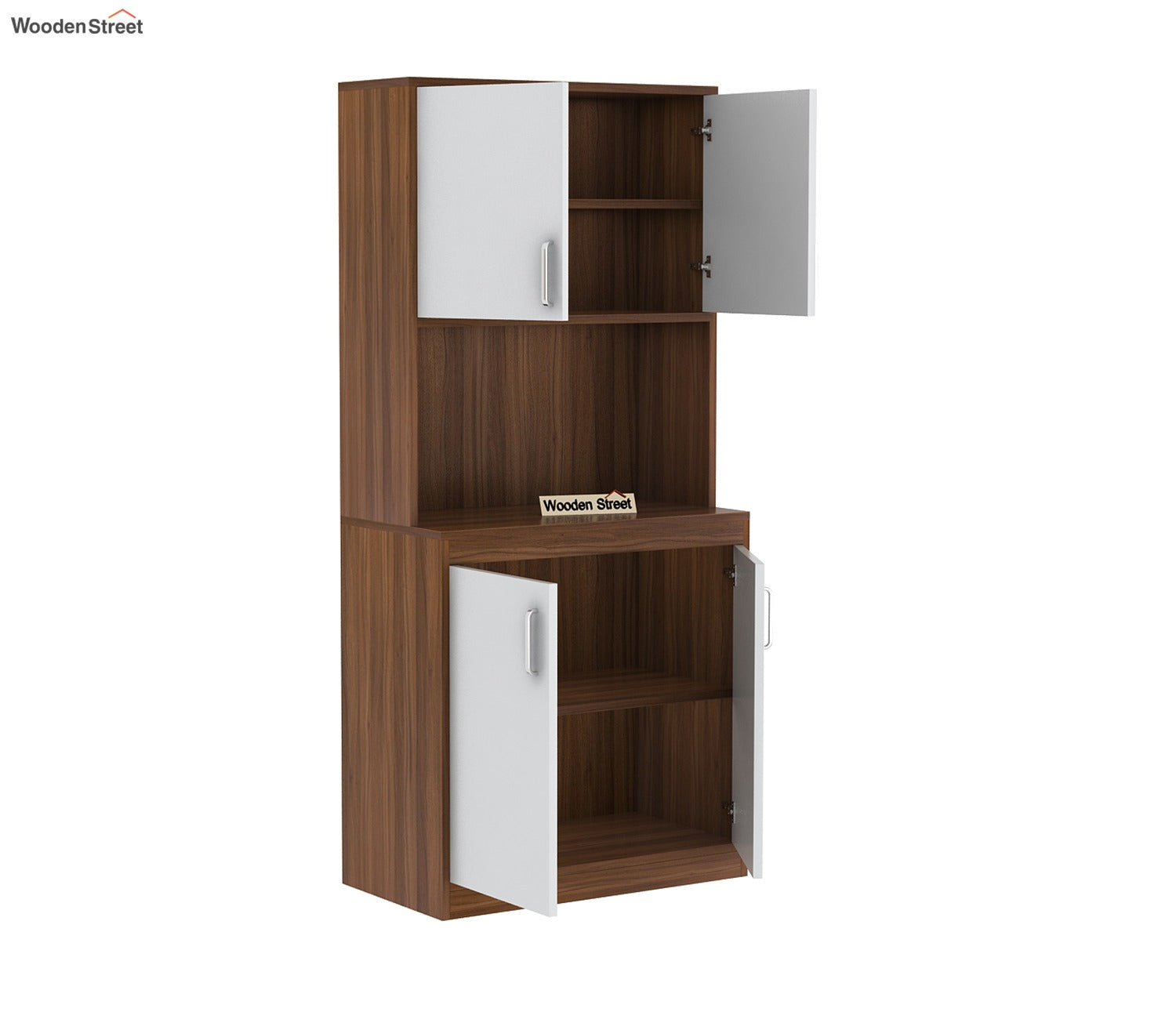 Maris Kitchen Cabinet (Exotic Teak-Frosty White Finish)