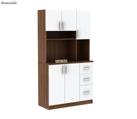 Piero Kitchen Cabinet (Exotic Teak-Frosty White Finish)