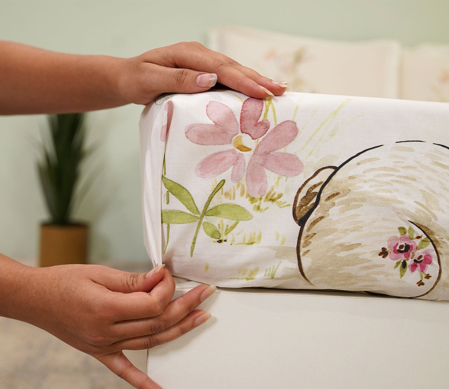 Rabbit Flat Cotton Kids Bed Sheet King Size with 2 Pillow Covers