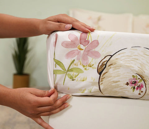 Rabbit Flat Cotton Kids Bed Sheet King Size with 2 Pillow Covers