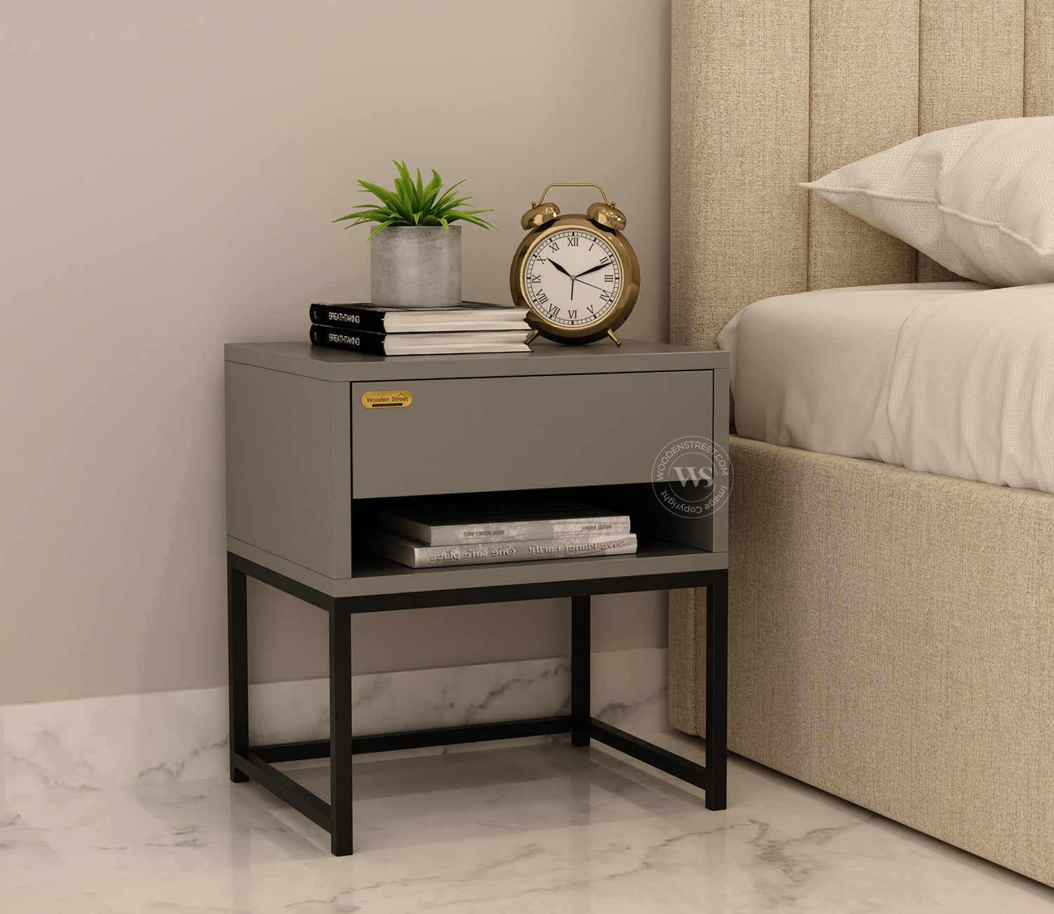 Nuvo Bedside Table (Grey)