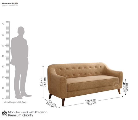 Sibert 3 Seater Fabric Sofa (Beach Cream)