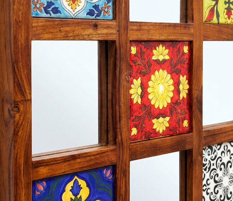 Bohemian Set of 2 Mirror with Frame (Honey Finish)
