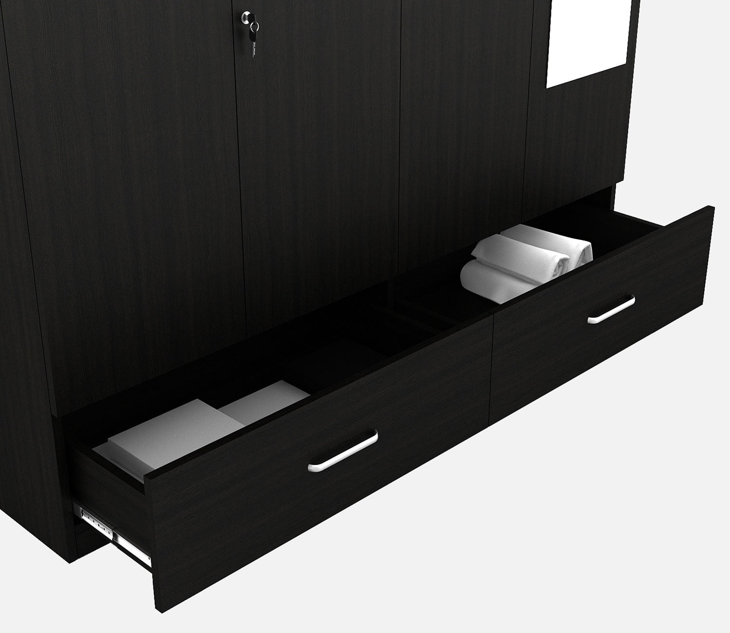Kosmo Linden 4 Door Wardrobe with Mirror (Flowery Wenge Finish)