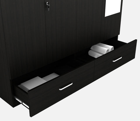Kosmo Linden 4 Door Wardrobe with Mirror (Flowery Wenge Finish)