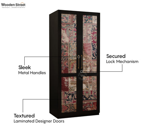 Tactica Engineered Wood Wardrobe with Textured MDF Accented Doors & Drawer Storage (Patchwork Multi)