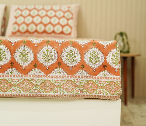 200 TC Floral Motif Double Bed Sheet - 100% Pure Cotton Bedsheet King Size With 2 Pillow Covers