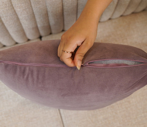 Cupid Velvet Cushion Cover - Pack of 1 (16 x 16 Inch, Salmon Pink)