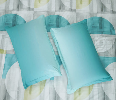 Circle 180 TC Flat Pure Cotton King Size Bedsheet With 2 Pillow Covers (Blue)