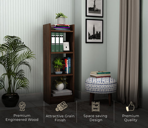 Fleming Engineered Wood Book Shelf With Open Storage (Columbian Walnut Finish)