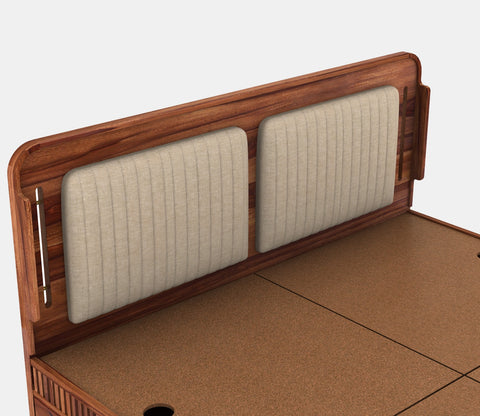Lotus Premium Sheesham Wood Bed without Storage (Queen Size, Honey Finish)