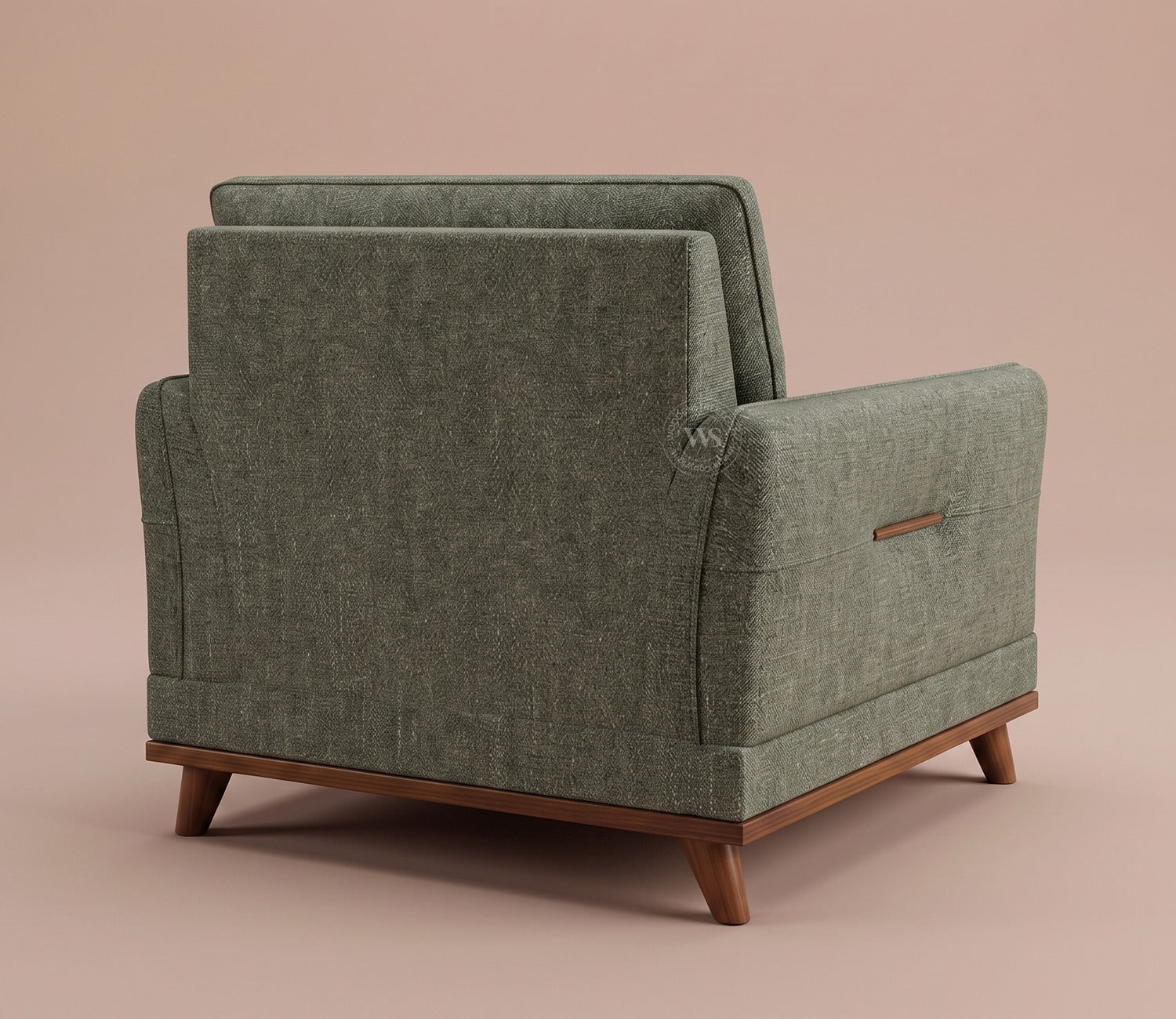 Alvaro 3+1+1 Seater Fabric Sofa with Wooden Accents (Cotton, Sage Green)