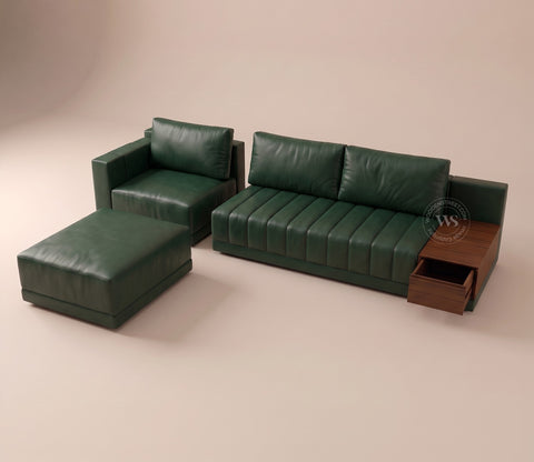 Oasis L-Shape Left Aligned Sectional Sofa (Leatherette, Leaf)