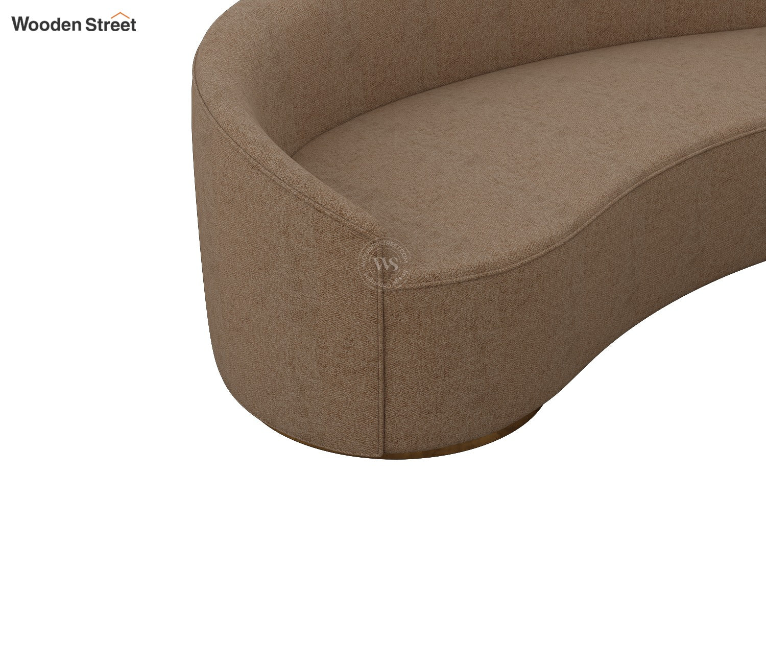 Osbert 3 Seater Curved Sofa (Cotton, Sand Brown)