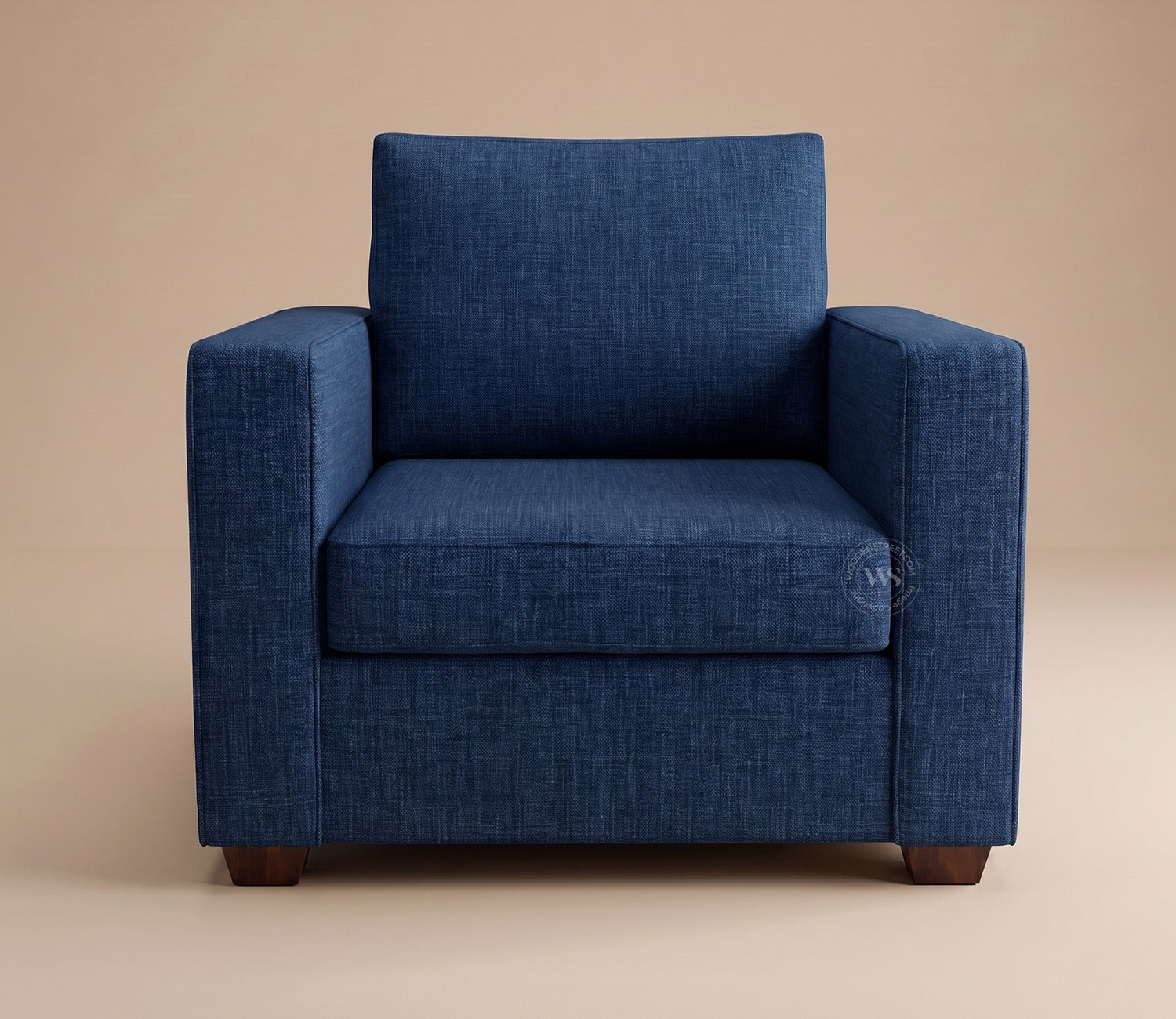 Albus One Seater Fabric Sofa (Cotton, Iris Blue)