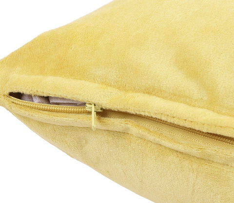 Velvet Beaded Cushion Covers - Set of 2 (Yellow, 18 x 18 inch)