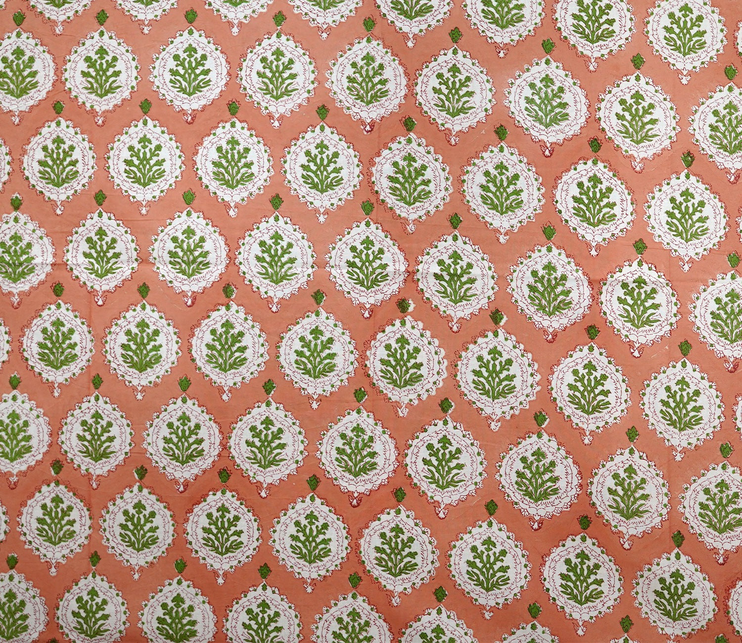 Floral Large Butah 1 Piece Door Curtain (Peach, 7 Feet)