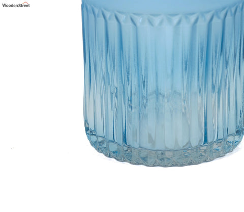 Floral Pottery Glass Vase (Blue)