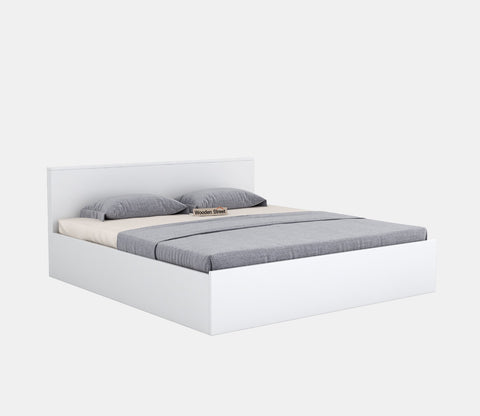 Clemency Bed With Hydraulic Storage (Queen Size, Frosty White Finish)