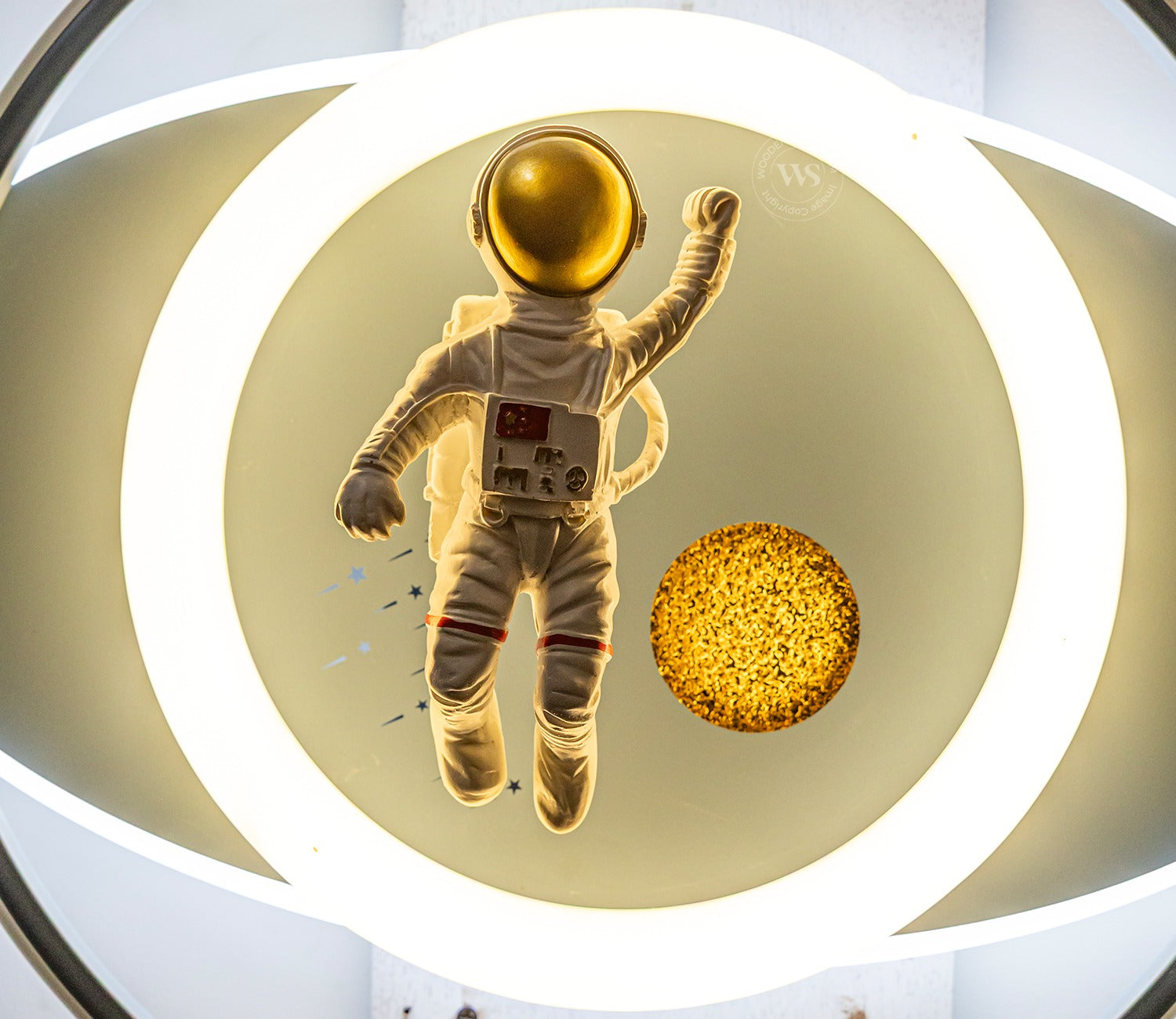Elowen Space-Themed Wall Light with White Astronaut on Blue Base