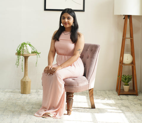 Thrace Lounge Chair (Velvet, Salmon Pink)