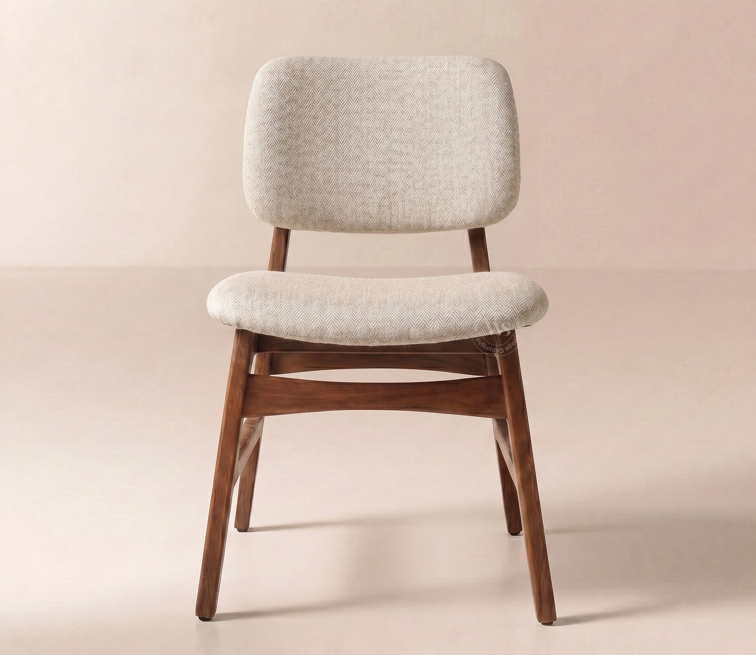 Vinara Upholstered Sheesham Wood Dining Chair (Cottage Ivory, Teak Finish)