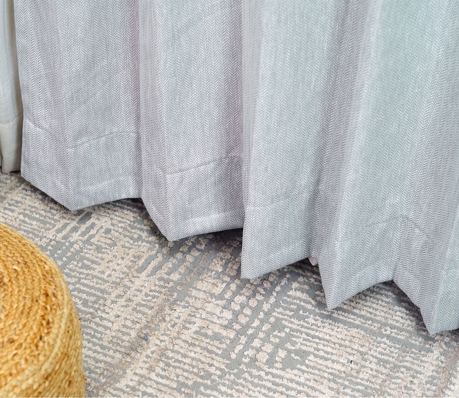 Herringbone Textured Door 1 Piece Light-Filtering Curtain (Grey, 7 Feet)