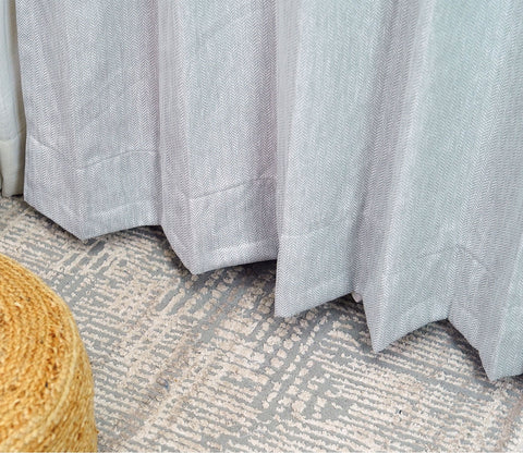 Herringbone Textured Door 1 Piece Light-Filtering Curtain (Grey, 7 Feet)