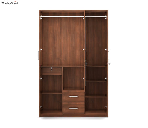 Kosmo Apex 3 Door Dresser Wardrobe (Exotic Teak Finish)