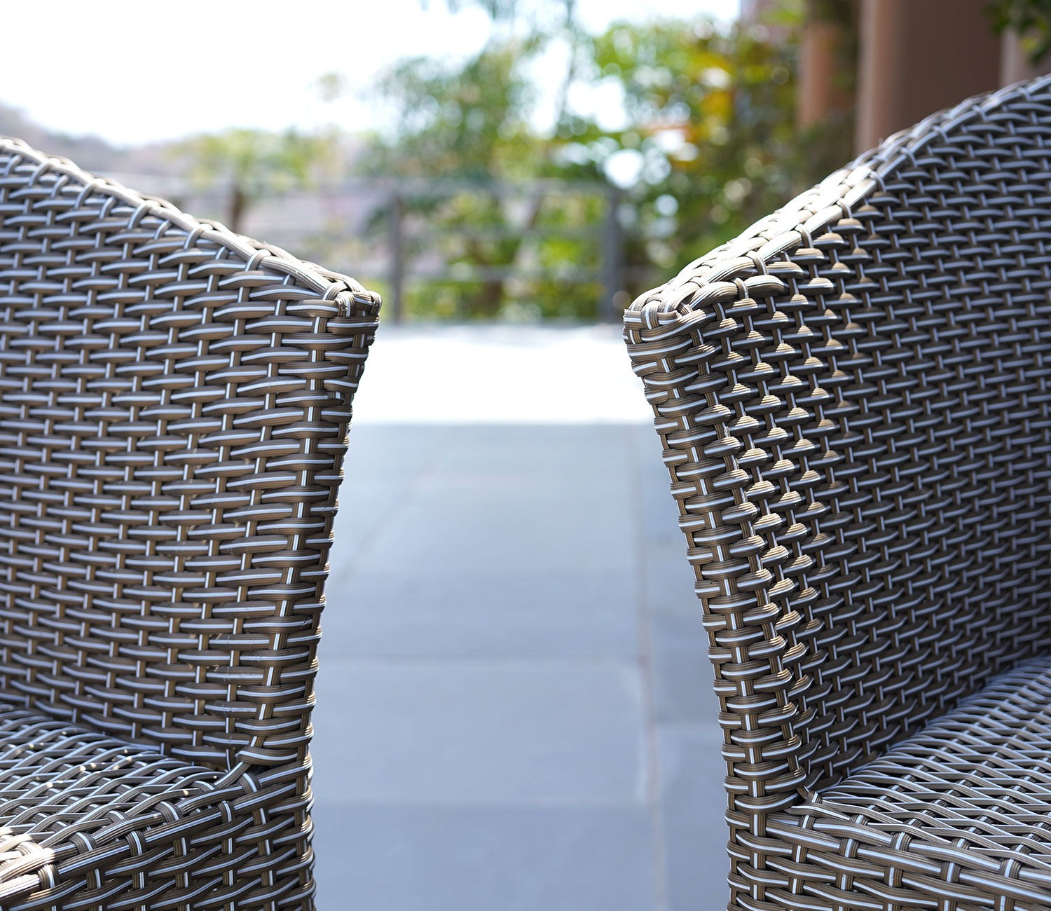 Vatican Wicker Outdoor Garden Chairs -Set of 2 (Golden White)