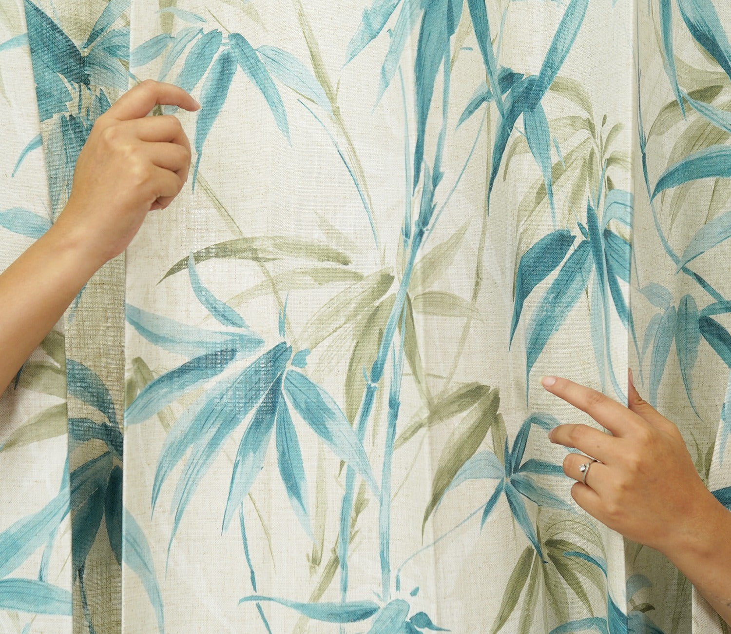 Fern Light-Filtering Door Curtains Set of 2 (Blue, 7 Feet)
